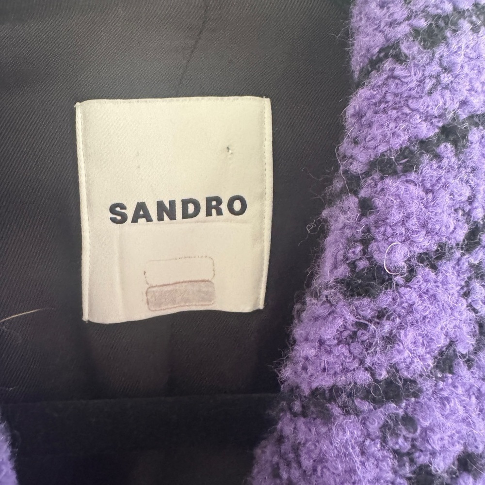 Sandro Purple Simona Cropped Tweed Blazer French 42 - Picture 4 of 11